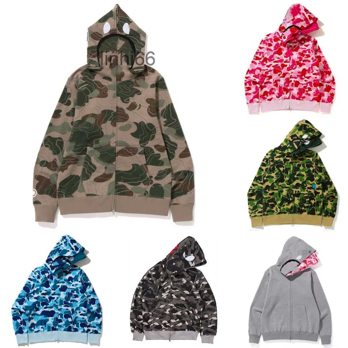 Sweats à capuche pour hommes Sweatshirts Hommes Designer Bap Femmes Sweetwear Veste Shark Bouche Motif Sweat à capuche Camouflage Imprimer Cardigan à manches longues Cottonnx6yWUMS