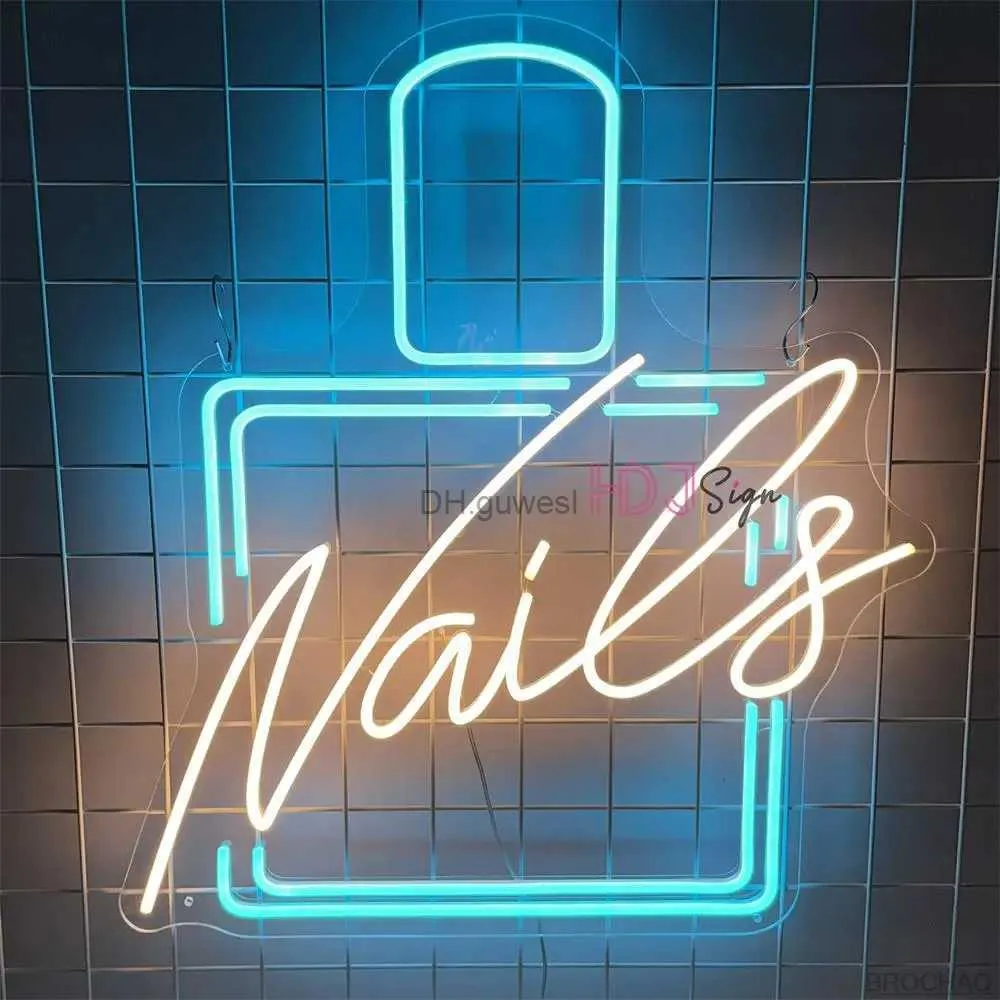 LED Neon Sign Nails Polish Neon Sign Beauty Salon Neon Led Lights Sign for Wall Decoration Lamps Indoor Store Home Room Decor Gift Girl YQ240126