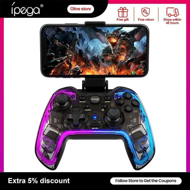 Controller di gioco Joystick Ipega Controller di gioco Bluetooth aggiornato RGB Colorato Trasparenza Gamepad si applica ai giochi Switch MFi Telefono Android YQ240126