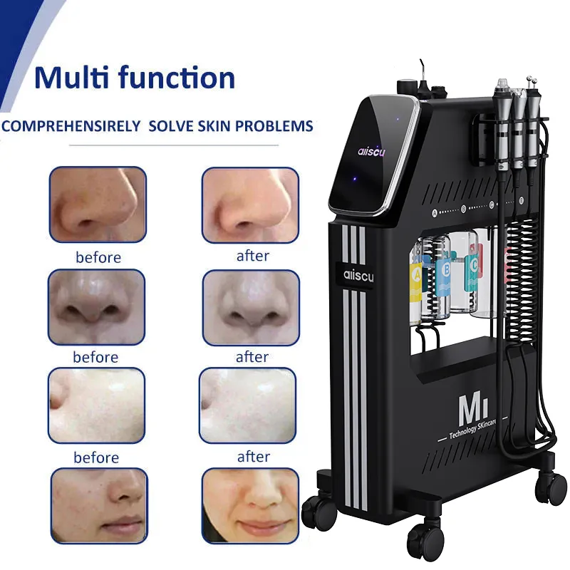 Ansiktsvatten Mikrodermabrasion Skin Deep Cleaning Hydrafacial Machine Oxygen Mesoterapi Gun RF Lift Face Rejuvenation