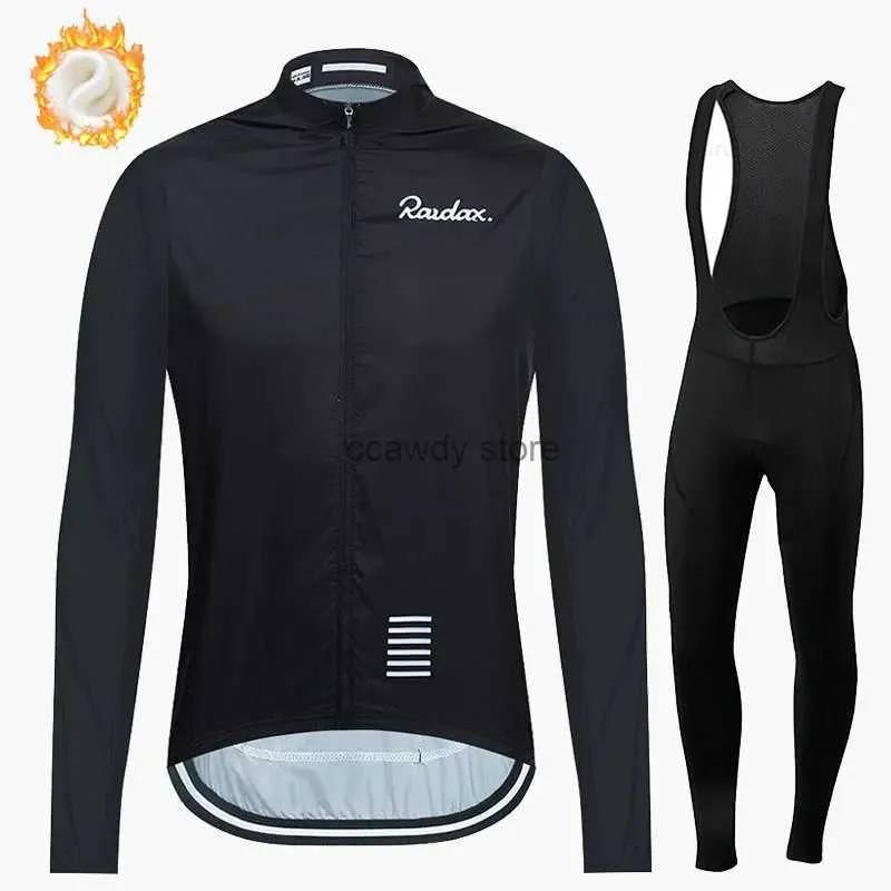 Erkeklerin izleri raudax sıcak bisiklet ceketleri 2023 Kış Termal Fece Giyim Erkekler Uzun Sevev Jersey Takım Dış Mekan Bisikleti Clothesh24126