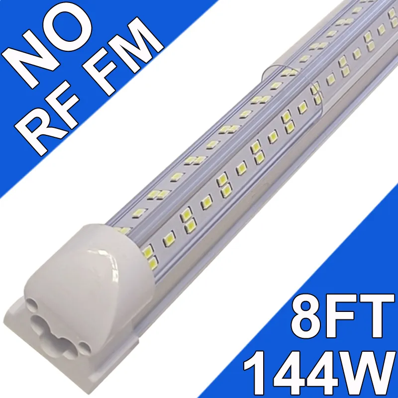 Luce del negozio a LED da 4 piedi, 72W 72000LM 6500K, coperchio trasparente Luci a tubo LED collegabili, Aluminazione LED T8 a forma di forma, luci a soffitto a LED per officina del garage usastock