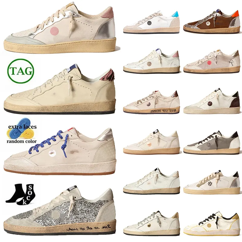 Femmes Hommes Low OG Fashion Ball Star Designer Casual Chaussures Italie Marque Daim Cuir Baskets À La Main Or Glitter Luxe Mocassins Baskets Supérieures Argent Vintage