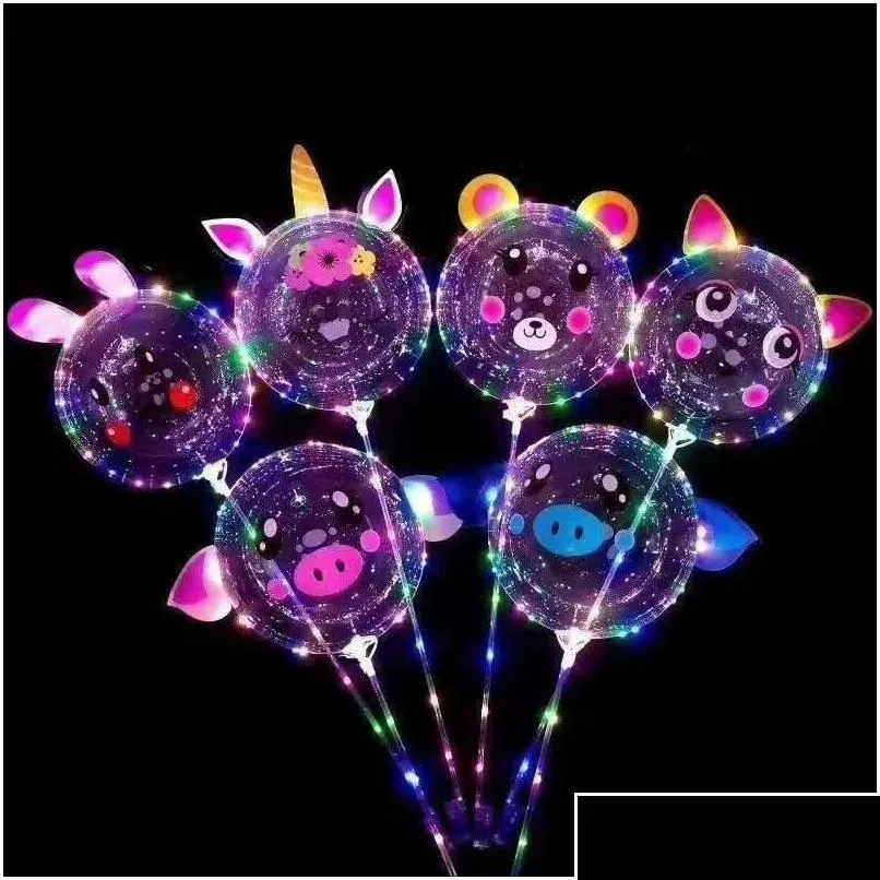 Party Decoration 20 Inch Luminous Bobo Balloon Transparent Led Light Up Balloons Flashing For Birthday Wedding Drop Delivery Home Ga Dhrmo