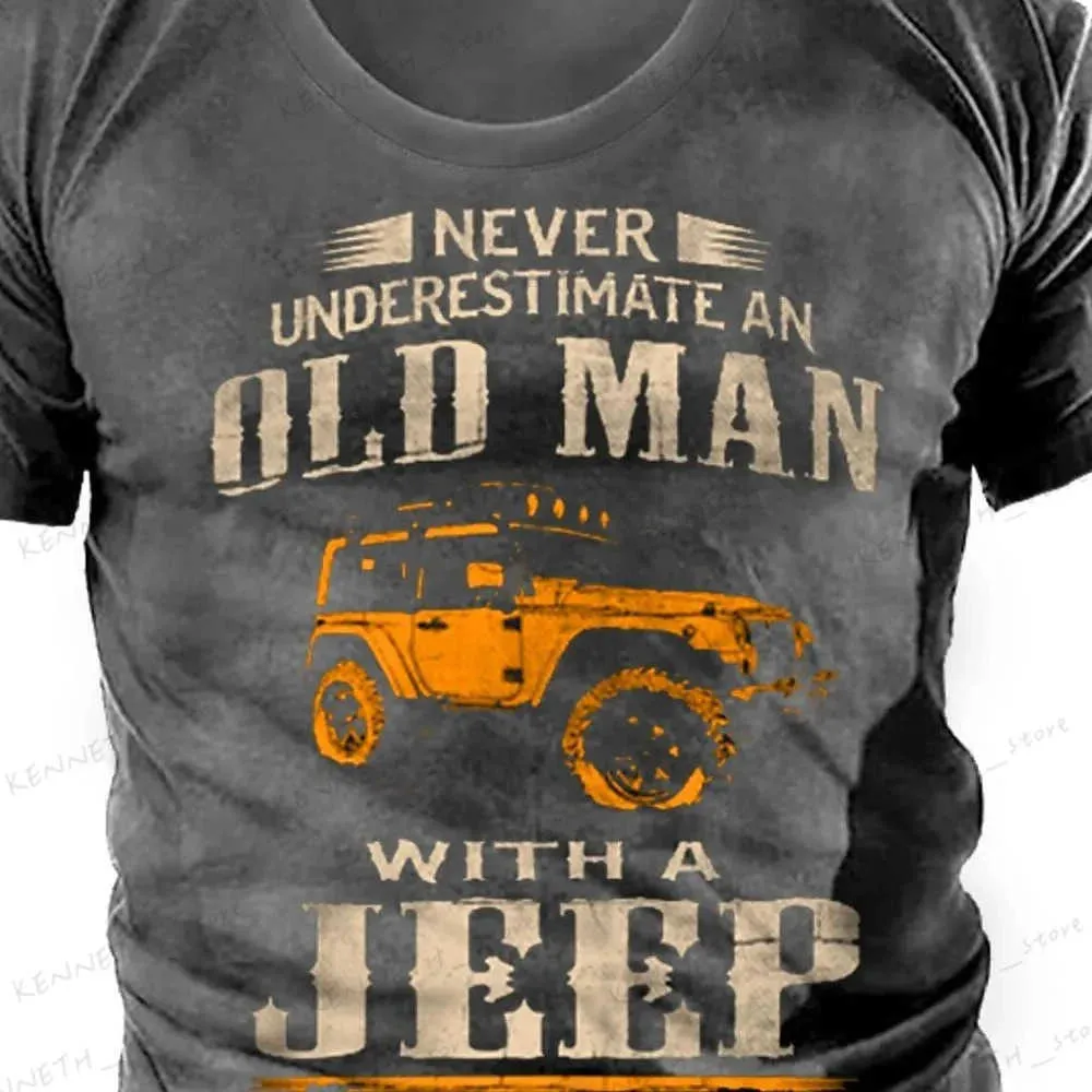 Herren-T-Shirts 2023 Vintage Herren Mehrfarbiges Persönlichkeits-T-Shirt Offroad-Auto-Druck-T-Shirt Sommer Ultradünnes Herren-Übergroßes T-Shirt 2Xs-6Xl T240126