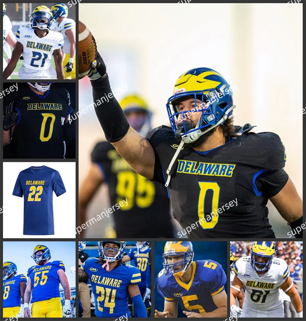 Delaware Fightin' Blue Hens Inspired Football Jersey - Custom Stitched ...