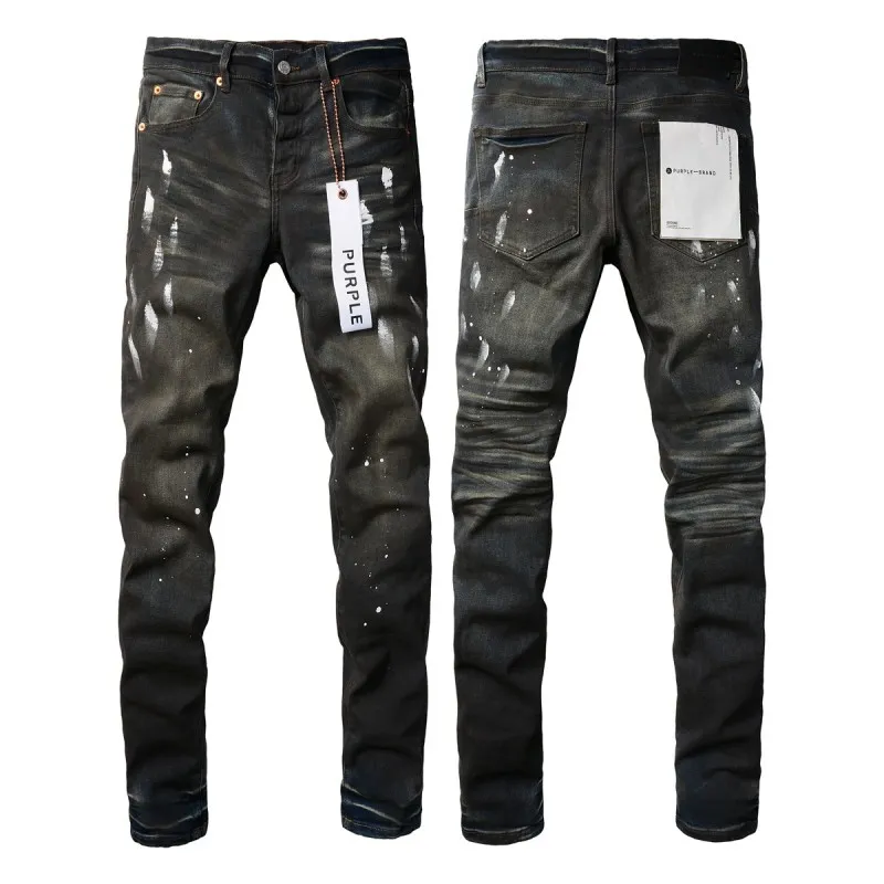 Jeans pour hommes Designers Jean Violet Jeans Femmes Pantalons longs empilés Ripped High Street Jeans Rétro Paint Spot Patch Hole Denim Streetwear Pieds minces Micro Pantalon élastique