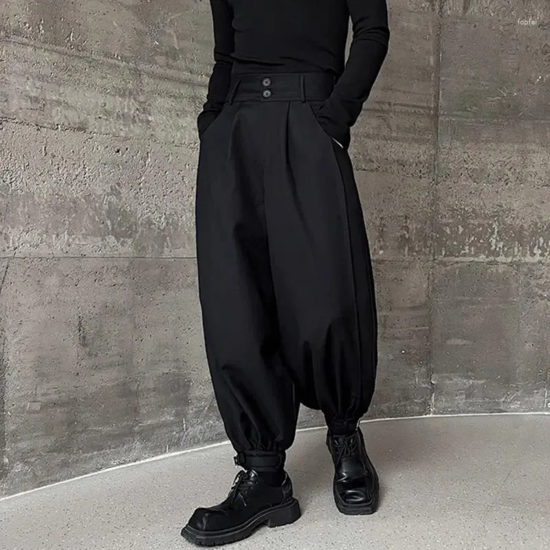 Men's Pants SYUHGFA Clothing 2024 Autumn Black Chinese Style Lantern Wide Leg Elastic Waist Causal Loose Trousers For Male