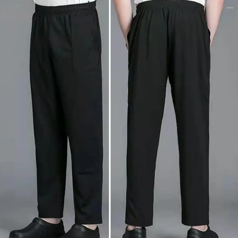 Pantaloni da uomo Pantaloni da cuoco unisex con elastico in vita tessuto traspirante tasche sicure per servizio ristorante uniformi da cucina facili