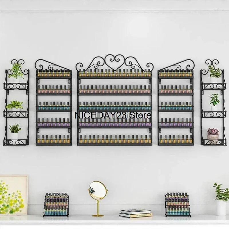 Dekorativa plattor Iron Art Manicure Shelf Rack Display Net Nail Polish Oil Hanging Wall