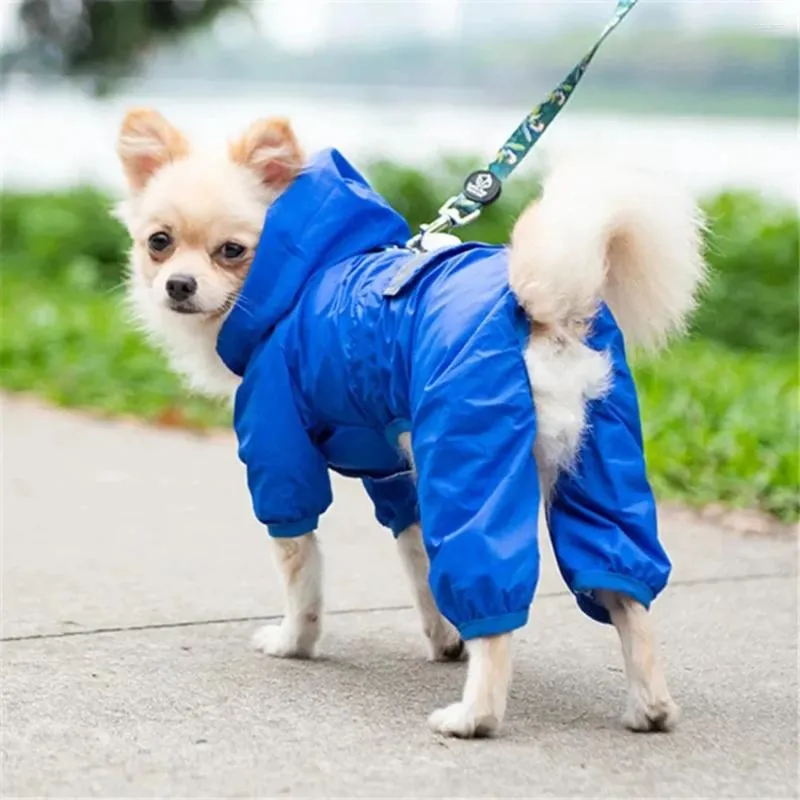 Одежда для собак, четвероногий плащ с капюшоном, светоотражающая водонепроницаемая куртка-дождевик для маленьких и средних собак, пончо для домашних животных, одежда с кольцом на поводке