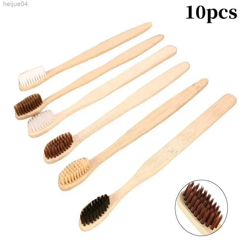 Escova de dentes 10pcs escova de dentes de bambu descartável