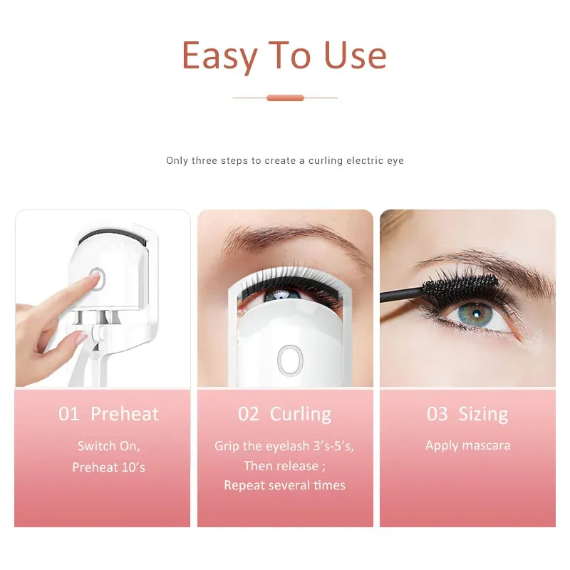 Makeup Electric Heated Eyelash Curler Long Lasting Eye Lash Perm Heated Eyelashes Clip Make Up lashes Automatic Tool