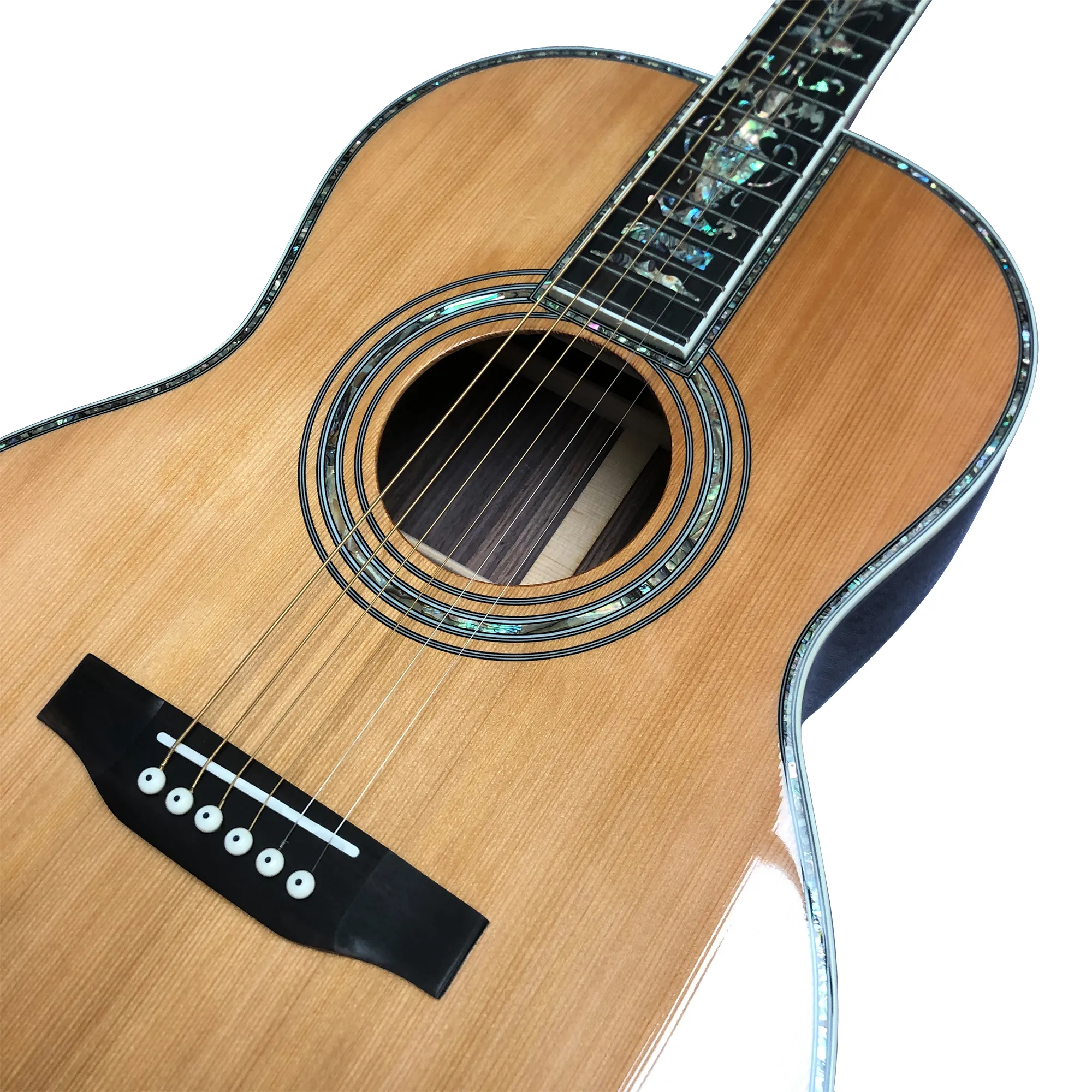 40 inch 0045 mould 6 string black fingered real abalone acoustic guitar