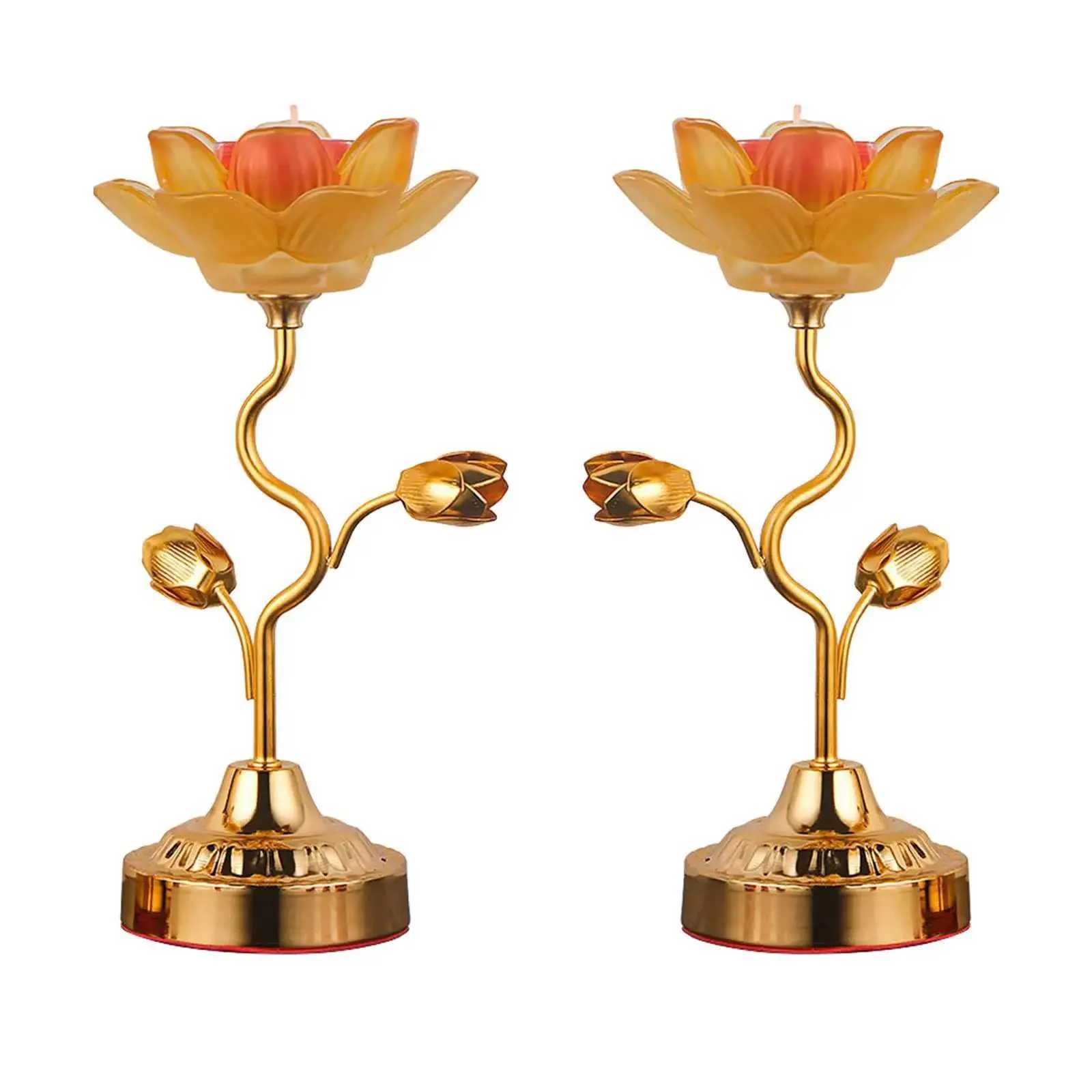 2x Lotus Ghee Lamp Holder Butter Lamp Holder Candlestick Lotus Lamp for Bedroom