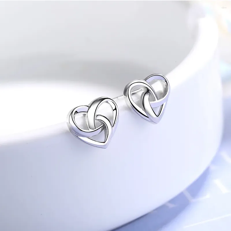 Studörhängen 925 Silver Needle Love Heart Earring For Women Girls Wedding Party Jewets Gifts Pendientes EH2139