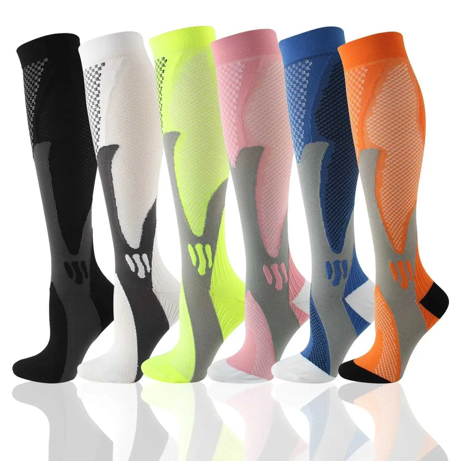 Chaussettes de sport Chaussettes de compression pour hommes femmes Marathon en plein air Cyclisme Football Chaussettes de sport Prévention de la pression de la varicocèle Anti Fatigue YQ240126