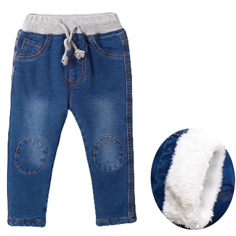 Pantaloni caldi Bambini Cartoon Pant Moda Boy Girl Jeans Inverno Ispessimento Bambini Pantaloni denim Baby Jean Abbigliamento infantile 1-6Y 240118