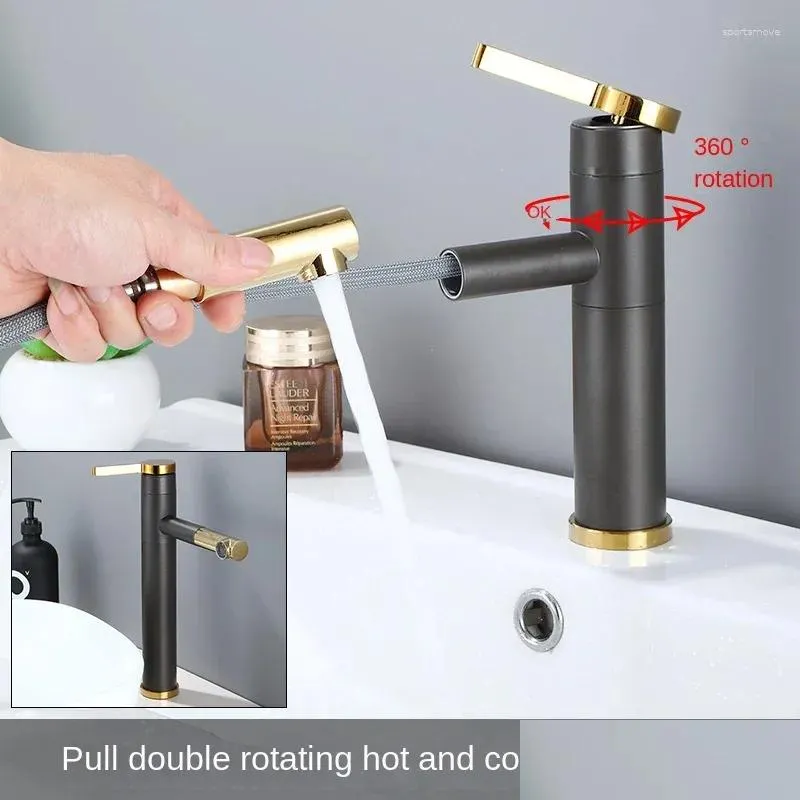 Rubinetti per lavandino del bagno Lavabo con piattaforma in oro grigiastro Rubinetto tipo Pl nel lavabo rotante Pistola grigio freddo e rubinetto Drop Delivery Otm7D