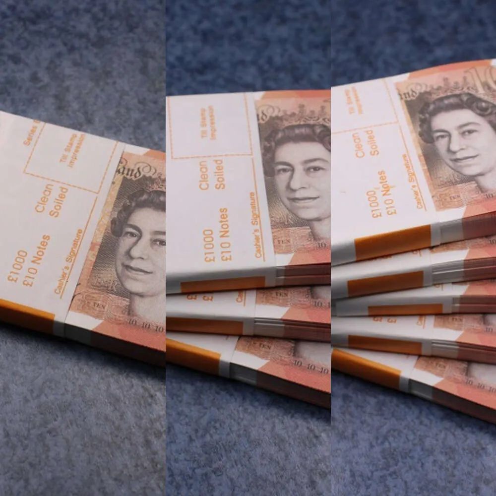 Fake Money Funny Toy Realistic Realist Uk Pounds Copy GBP British English Bank 100 10 Notas Perfeito para filmes Filmes Publicidade Social ME9633401RVNP