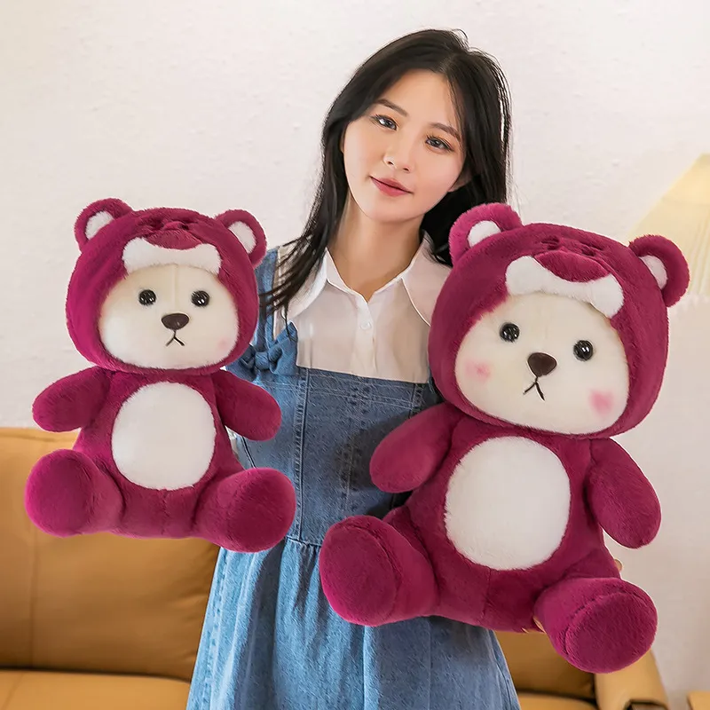 Bonito dos desenhos animados urso brinquedos de pelúcia figuras 28cm urso macio no traje pelúcia animal plushies bonecas travesseiros presentes por atacado para crianças adultos