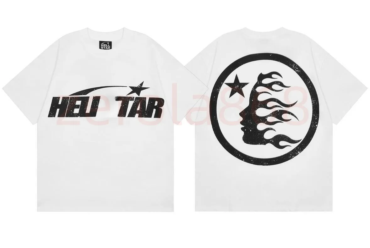 Hellstar T Shirt Rappe Mens Women Tshirt مغمورة رمادية رمادية حرفة ثقيلة للجنسين القصيرة أعلى شارع أزياء الشارع الرجعية الجحيم مصممي تي شيرت Tees Size S-2XL