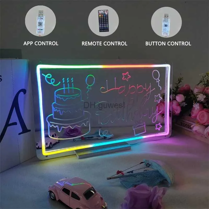 LED Neon Sign Flash Gelukkige Verjaardag Led Neon Light Sign Kleurrijke Neon Lamp Spiegel Verjaardagscadeau Muur Room Decor Neon Sign Bar Party Decoratie YQ240126