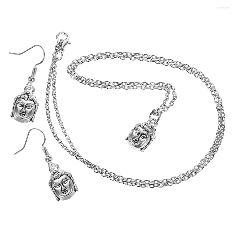 Halsband örhängen set 1 kvinnor smycken buddha tillbehör hänge krok