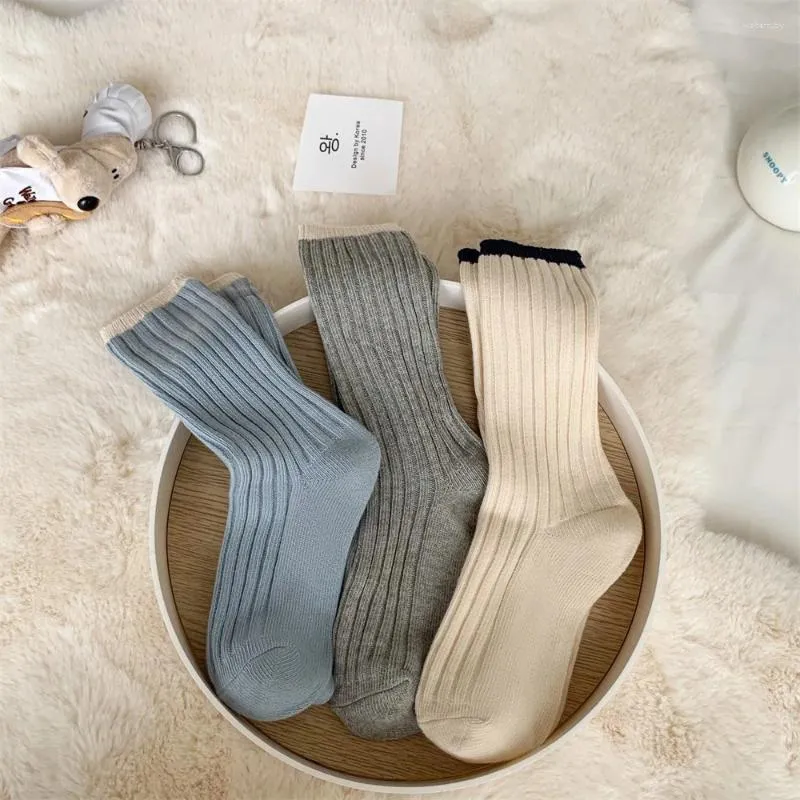 Women Socks Winter Autumn Casual Simple Solid Color Japanese Style Middle Tube Sock for Girl Lady's Warm Thick Sox 10 Par