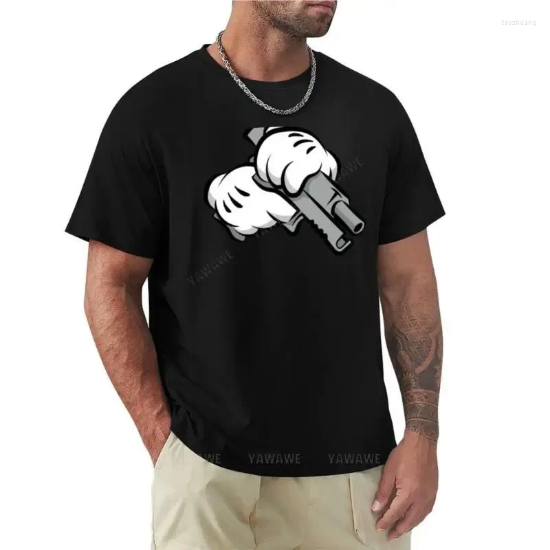 Men's Polos T-shirt Black Man Cotton Tops Gun Hands Graphic T Shirt Quick-drying Custom Tshirts For Men