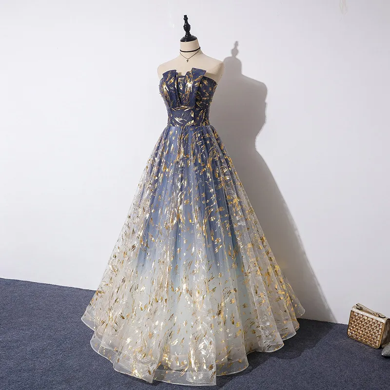 Long Strapless Blue Evening Dress with Lace-up Back and Sparkling Stars for  Prom from Dhgate Evening Dresses - price 84.89