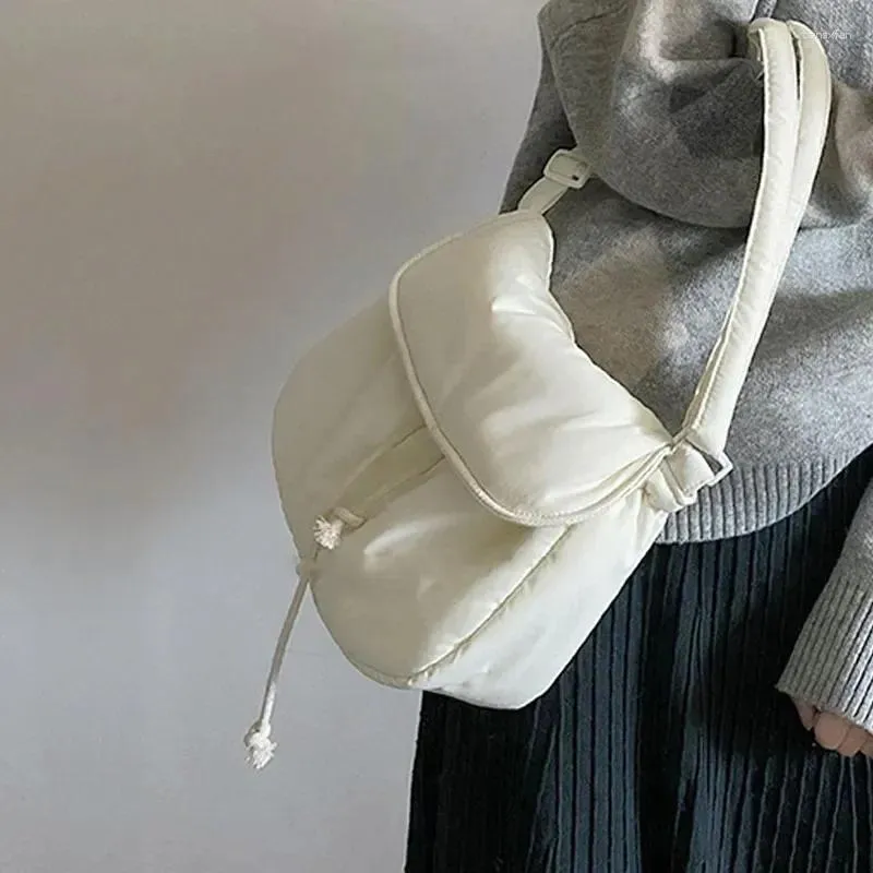 이브닝 가방 소프트 코튼 여성의 캐주얼 크로스 바디 숄더 가방 흰색 대용량 메신저 지갑 학생 2024 간단한 레이디 패션