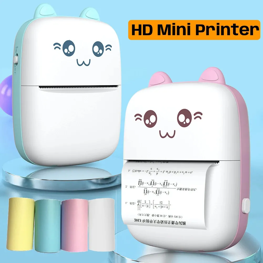 Mini Thermal Label Printer Wireless Bluetooth PO Printer Portable Smart الطابعة الطابعة الطابعة للاصطدام للملصقات Make 240124