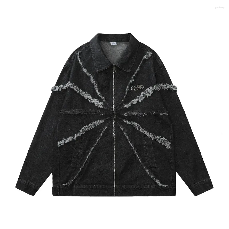 Men's Jackets Frayed Tassels Designer Y2k Loose Denim Coats for Men Women Grunge Boyfriend Oversize Motorcycle Spring Winter Clothes