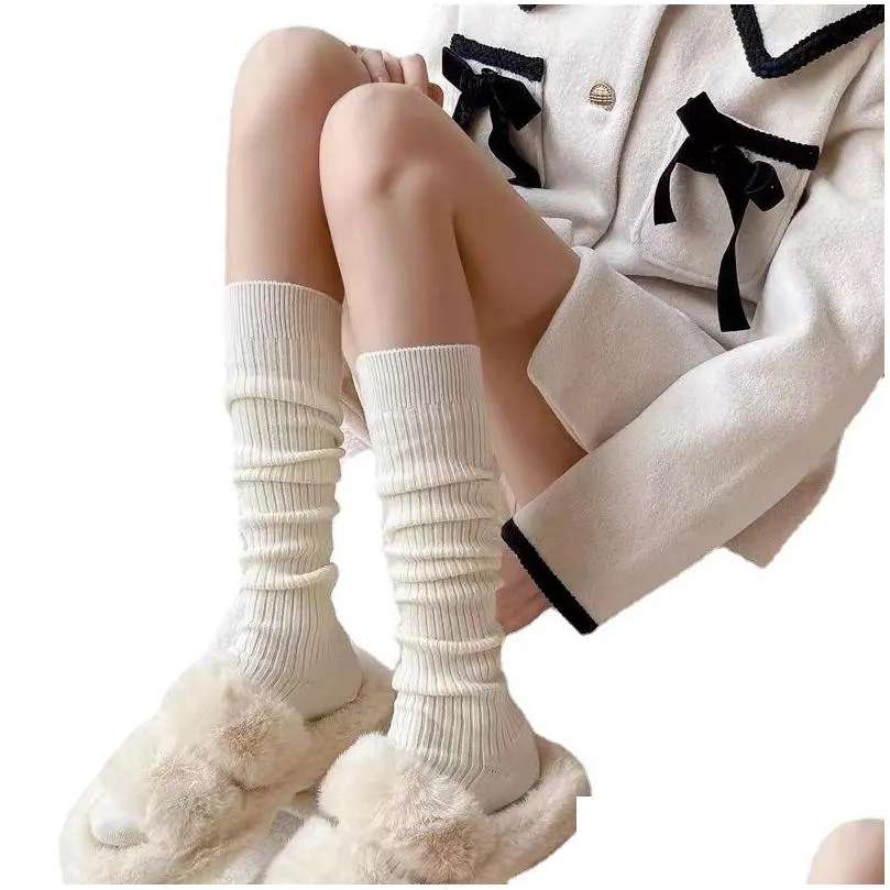Socks & Hosiery Designer Women Long Socks Boot Solid Wool Thigh Stocking Skinny Casual Cotton Over Knee-High Fluffy Female Knee Sock Otuul