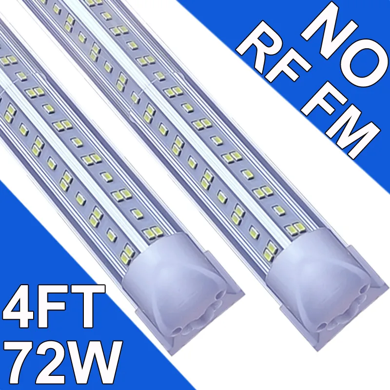 Lámpara LED T8 integrada, 4 pies, 72 W, conectable, luz LED para tienda, luz LED de techo NO-RF RM y luz debajo del gabinete, para refrigerador, garaje, almacén, cubierta transparente, paquete de 25 usastock