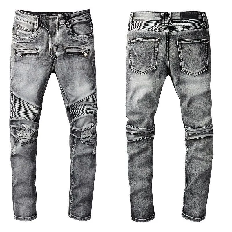 Skinny jeans män mens jeans designers män jeans mens retro lapptäcke blossade byxor cool ny stil för man staplade rippade långa byxor raka y2k l2