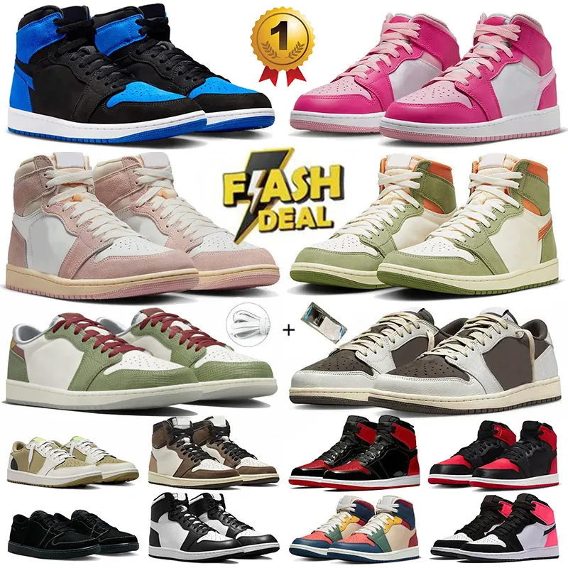 Nike Air Jordan Travis Scott 1 Low Basketball Shoes Black Phantom Reverse Mocha J1 High Skyline Washed Pink【code ：L】Lucky Green Space Jam Mid Dutch Green Jordans1 Denim Sneakers