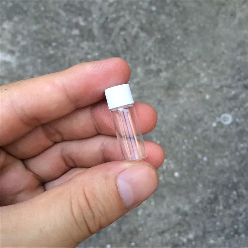 1ml Mini Glass Bottles Vials White Plastic Cap Empty Tiny Transparent Glass Bottle Jars Screw cap Wholesale 4