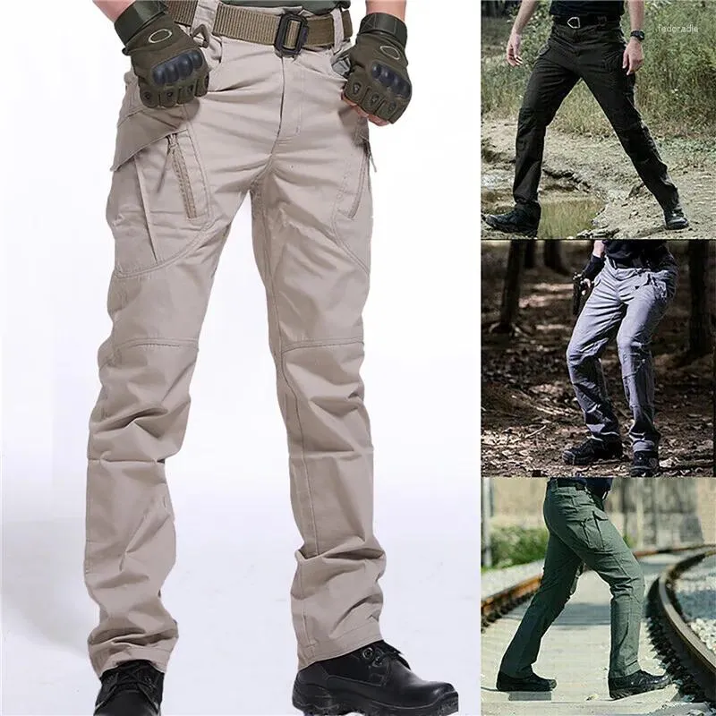 Calças masculinas IX9 City Tactical Mens Multi Bolsos Carga Militar Combate Calça de Algodão SWAT Exército Calças Casuais Caminhada 3XL