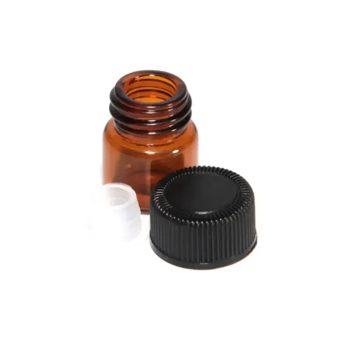 1ML/ 2ML Amber Glass Oil Bottles perfume sample tubes Bottle with Plug and caps