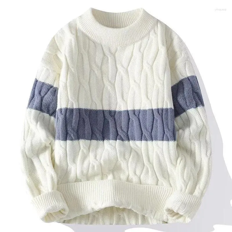 Męskie swetry stereoskopowy kolor pół-turybeneck pullover sweter retro luźno