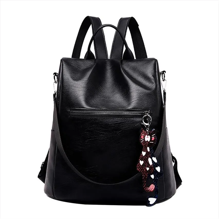 Kvinnlig ryggsäck Leath Color Matching School Bag Wild Fashion Leisure Travel Bag Studentväska Kvinnor Ryggsäck L10247Z