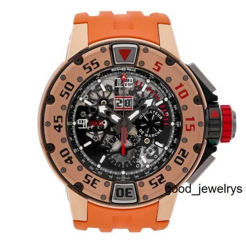 Relógio de pulso de luxo RM Richards Milles Relógio de pulso RM 032 Flyback Cronógrafo Diver Auto Gold Relógio masculino Rg