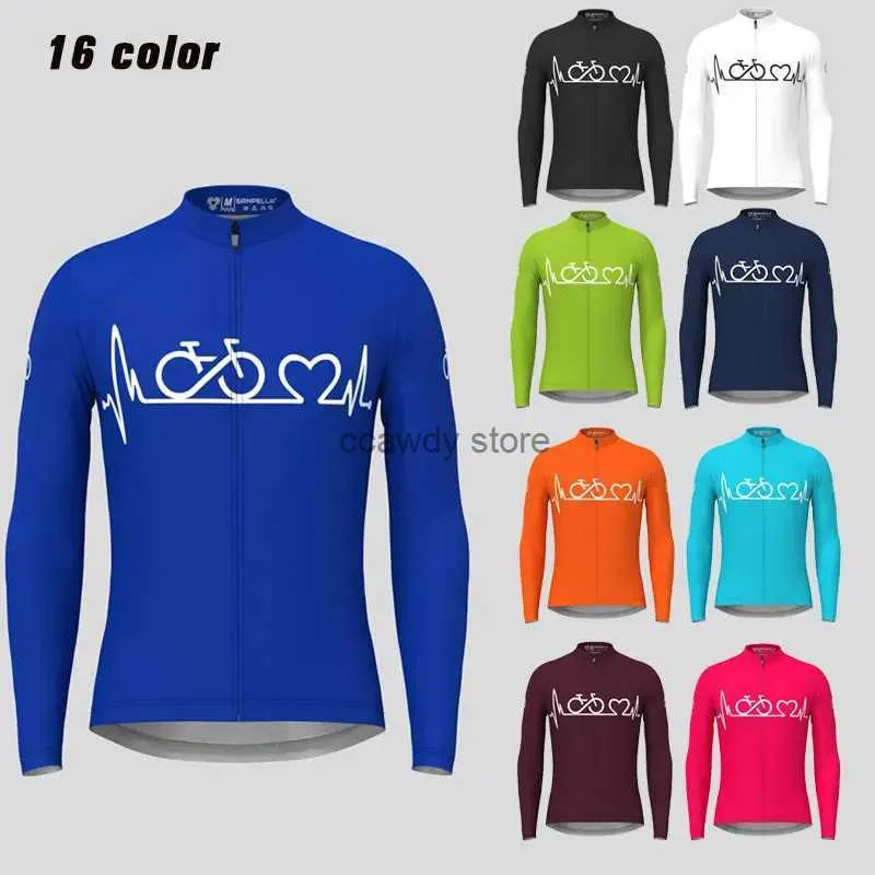 T-shirts pour hommes Bike Team Cycling Jerseys Homme 2023 Long Seves Maillots de cyclisme Breathab Chemises de cyclisme Séchage rapide VTT Tops CiclismoH24126
