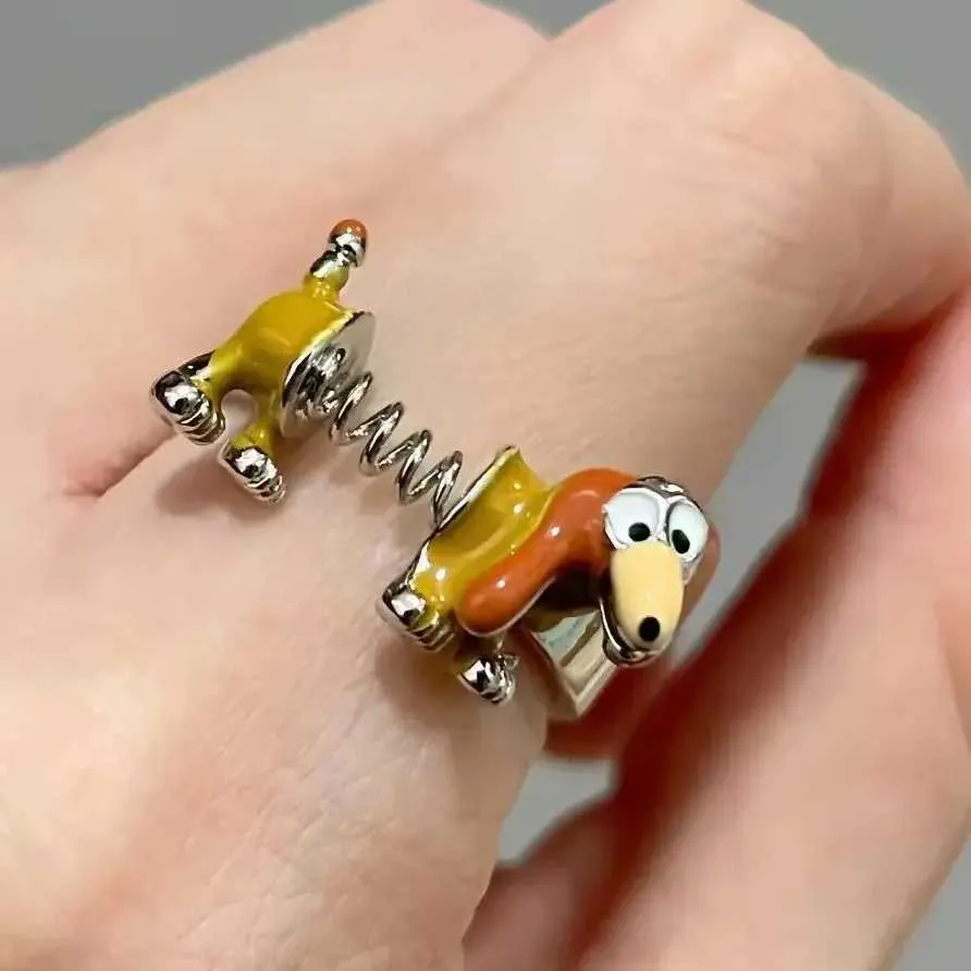 Band Rings Cute Funny Spring Dog Ring Cute Girl Point Finger Ring Open Justerbart band 240125