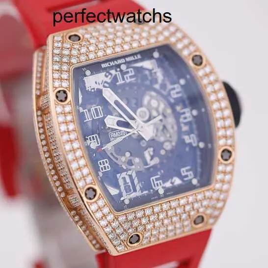 ساعة ميكانيكية RM WRIST WATCH RICHARDMIILLE WRISTWATCH RM010 مشاهدة مرصعة مع Tsquare Diamond Rose Gold Actioner Swiss Swiss
