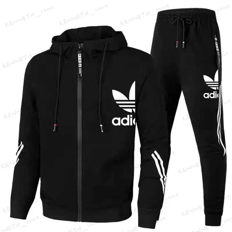 Męskie dresy męskie garnitur sportowy męski Slim Fit Brand Sportswear Cardigan Długie rękawy Wysokiej jakości bieganie 2 -częściowe kurtki+dresowe t240130