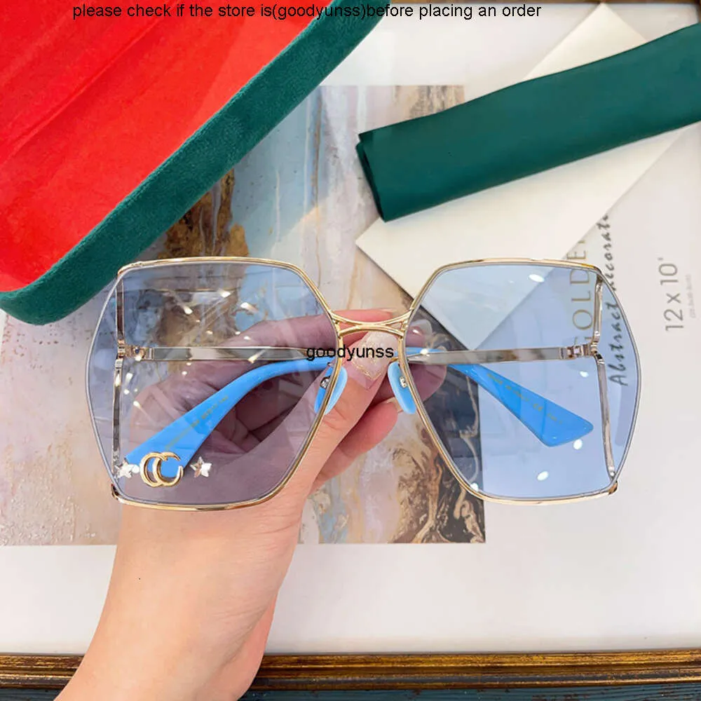Guucci Solglasögon för kvinnor GG Designer Glassar Kvinnor Överdimensionerade solglasögon Modern Sofistikering 1 Högkvalitativ Top Ladies Boutique Fashion Pieces Outdoors Shad