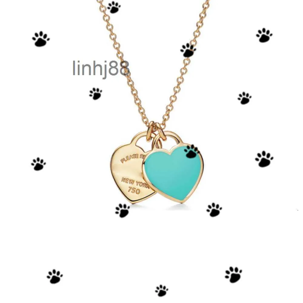 Pendant Necklaces Necklace Classic S925 Sterling Silver Plated Rose Gold Heart Shaped Dropping Enamel Love Necklace Tie Home Collar Chain LERM